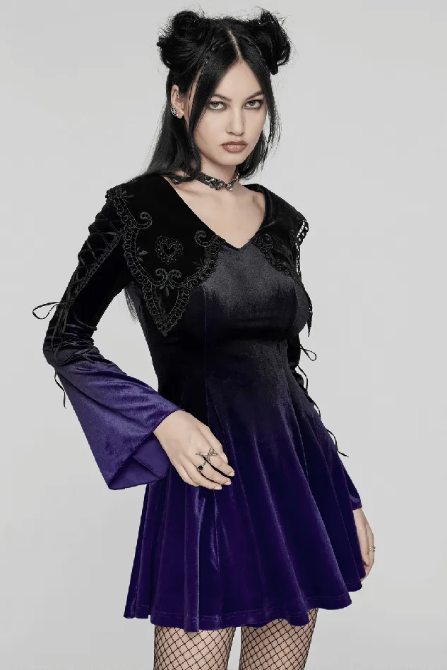 EVEs SECRETS Female Sex Toys Lavender Gradient Velvet Dress with Intricate Lace Details