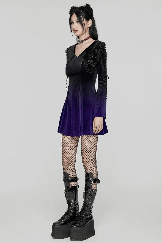 EVEs SECRETS Female Sex Toys Lavender Gradient Velvet Dress with Intricate Lace Details