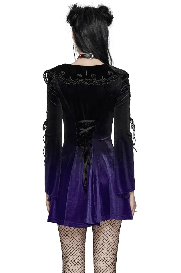 EVEs SECRETS Female Sex Toys Lavender Gradient Velvet Dress with Intricate Lace Details