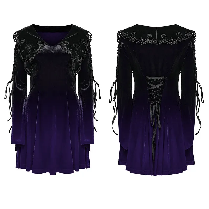EVEs SECRETS Female Sex Toys Lavender Gradient Velvet Dress with Intricate Lace Details