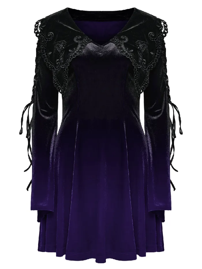 EVEs SECRETS Female Sex Toys Lavender Gradient Velvet Dress with Intricate Lace Details