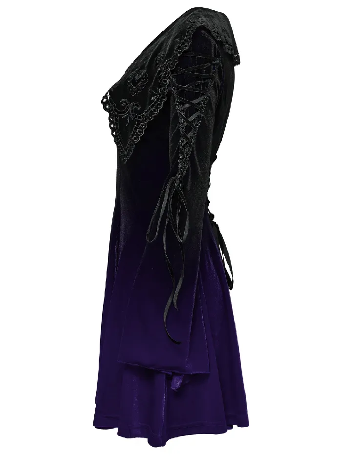 EVEs SECRETS Female Sex Toys Lavender Gradient Velvet Dress with Intricate Lace Details