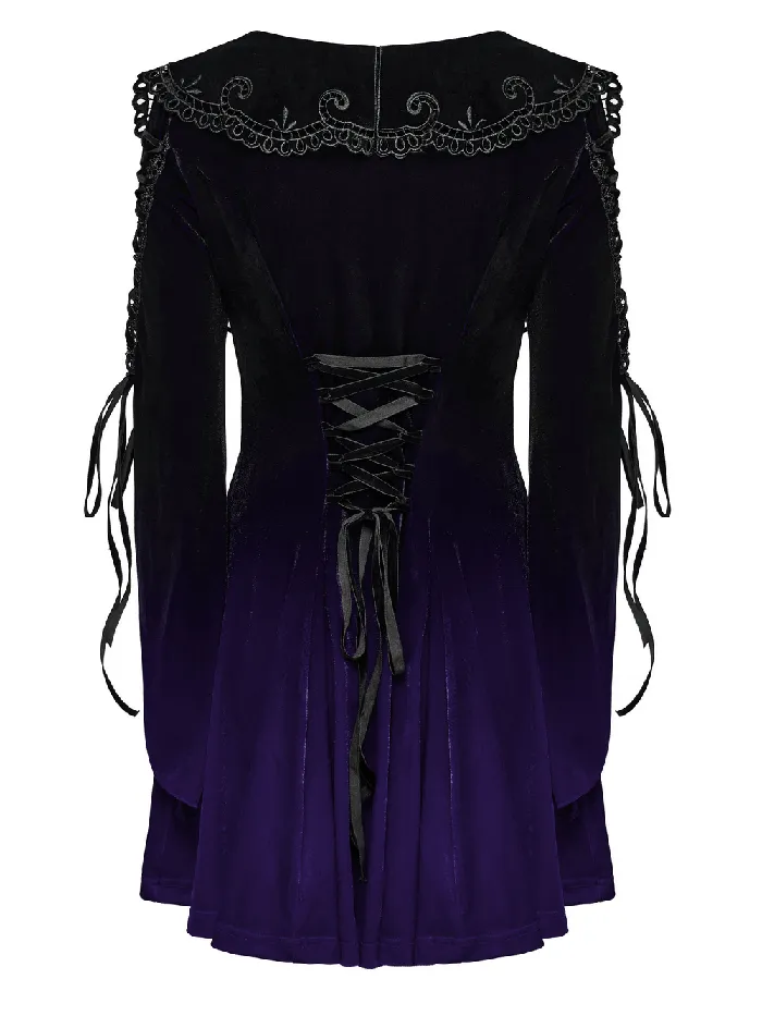 EVEs SECRETS Female Sex Toys Lavender Gradient Velvet Dress with Intricate Lace Details