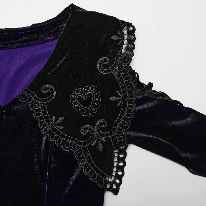 EVEs SECRETS Female Sex Toys Lavender Gradient Velvet Dress with Intricate Lace Details