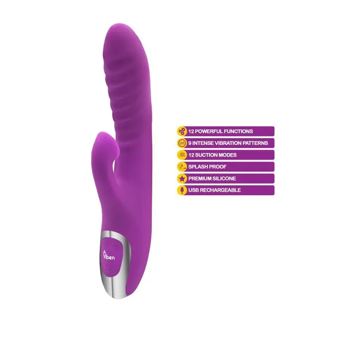 Vibrators Viben Viben Frenzy Suction Rabbit Vibrator Purple