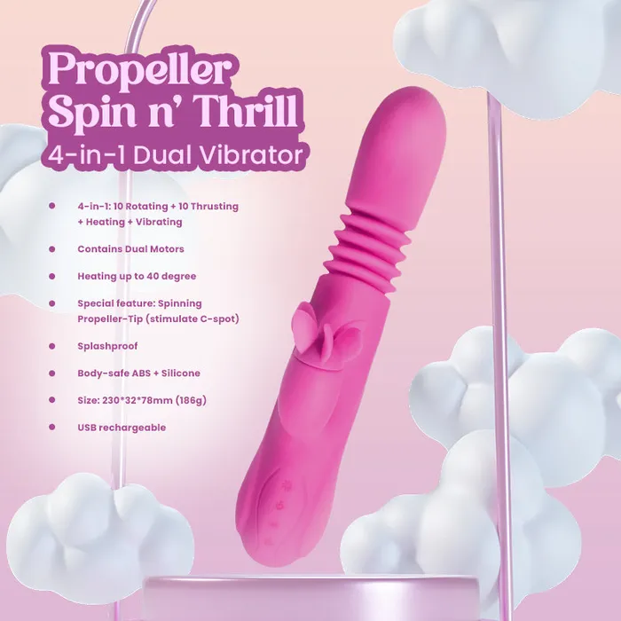 Female Sex Toys FRISKY BUSINESS SG Propeller Spin n Thrill 4in1 Dual Vibrator