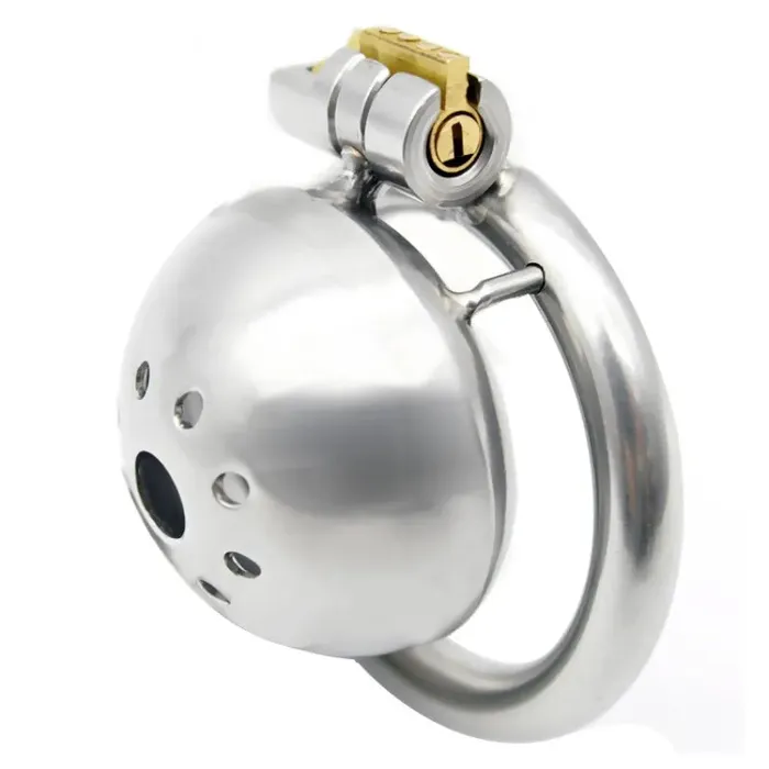 Male Sex Toys BallbustingToyscom Micro Penis Steel Locking Chastity Cage Optional Urethral Tube
