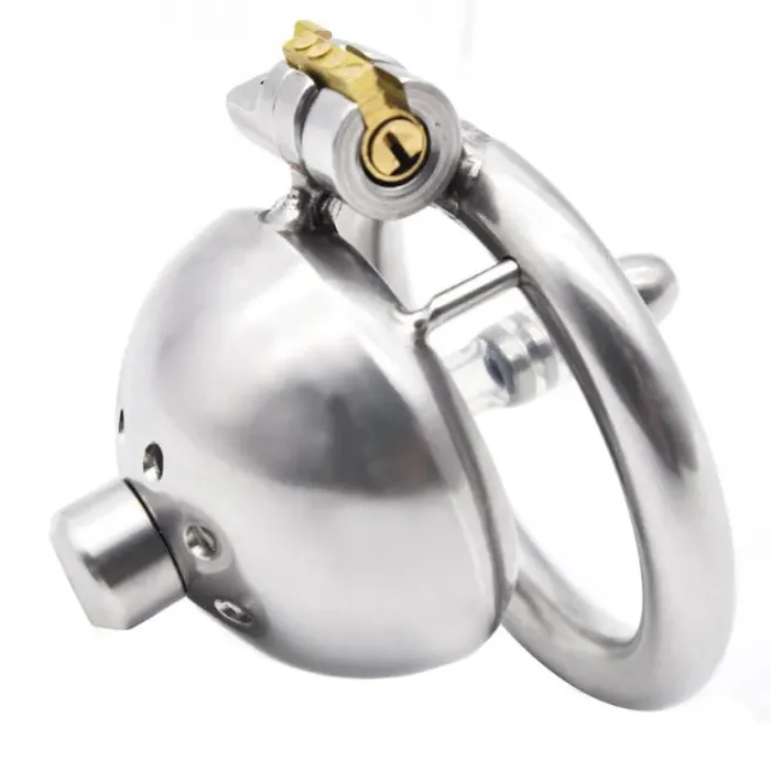 Male Sex Toys BallbustingToyscom Micro Penis Steel Locking Chastity Cage Optional Urethral Tube