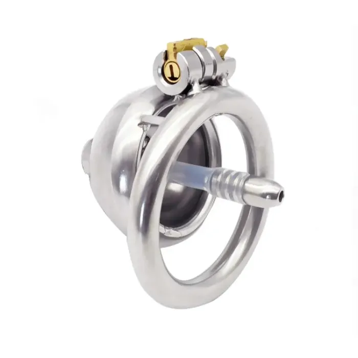 Male Sex Toys BallbustingToyscom Micro Penis Steel Locking Chastity Cage Optional Urethral Tube