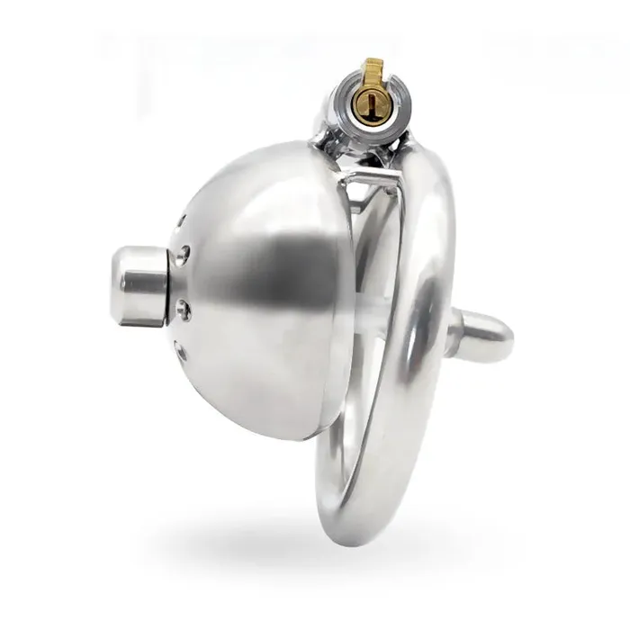 Male Sex Toys BallbustingToyscom Micro Penis Steel Locking Chastity Cage Optional Urethral Tube