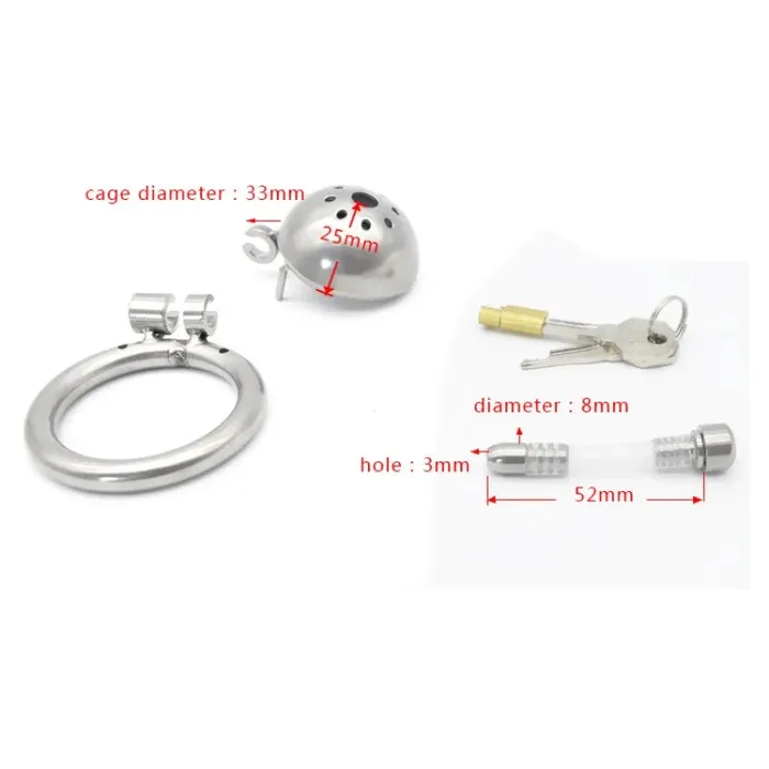 Male Sex Toys BallbustingToyscom Micro Penis Steel Locking Chastity Cage Optional Urethral Tube